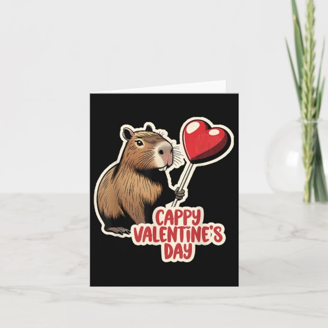Cartão Capybara Namorados, Cappy Dia de os namorados, Cap (Frente)