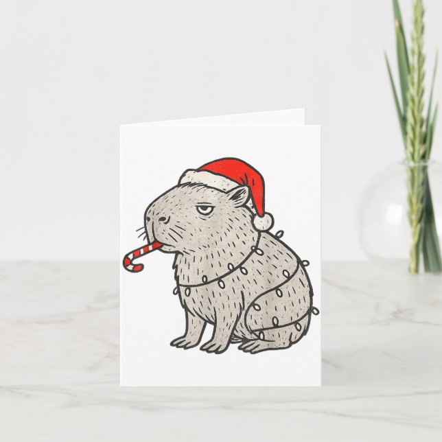 Cartão Capybara Smoking Christmas Ugly Cigarette Gen Z  (Frente)