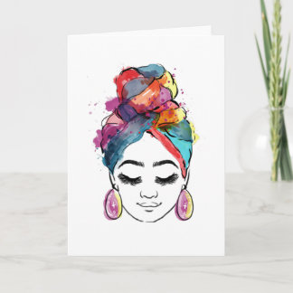 CARTÃO CARA DA MULHER AFRICANA AMERICANA