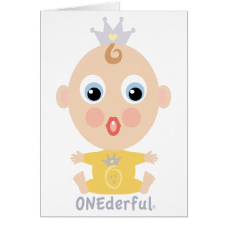 Cartão Cara do BEBÊ de ONEderful - amarelo