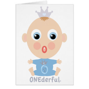 Cartão Cara do BEBÊ de ONEderful - azul