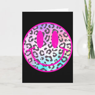 Cartão Cara Sorriso Leopardo Rosa Camiseta Moderna Preppy