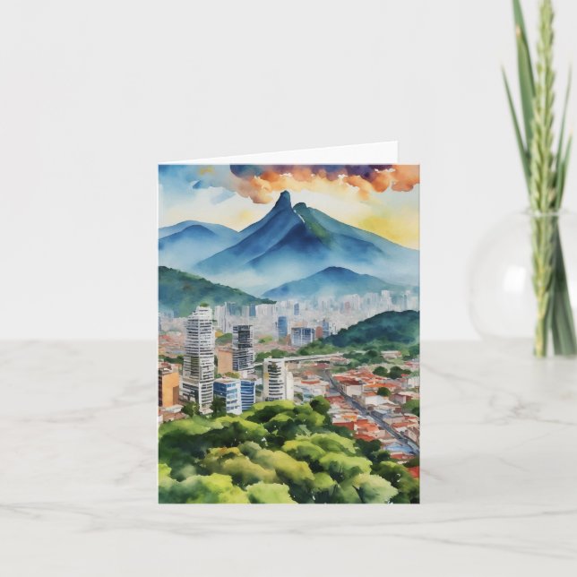 Cartão Caracas Venezuela Watercolor (Frente)