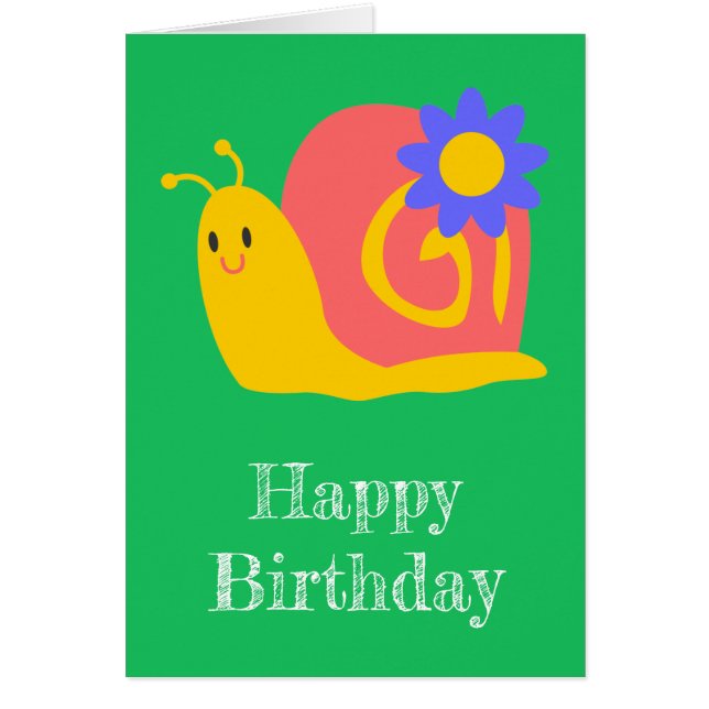 Cartão Caracol rosa e verde (Frente)