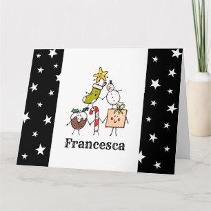 Cartão Caracteres de Natal Curto Personalizados