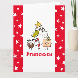 Cartão Caracteres de Natal Curto Personalizados