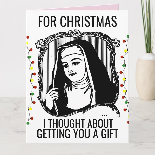 CARTÃO CARÃO DE NATAL CATÓLICO FREIRA ENGRAÇADA (Frente)