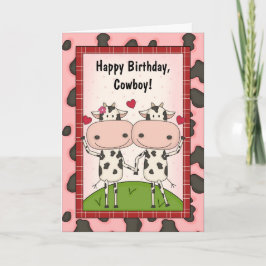 Cartão Caras do aniversário do amor das vacas