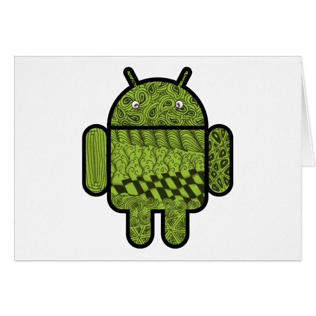 Cartão Caráter Paisley Doodle para o robô Android™ (Frente Horizontal)