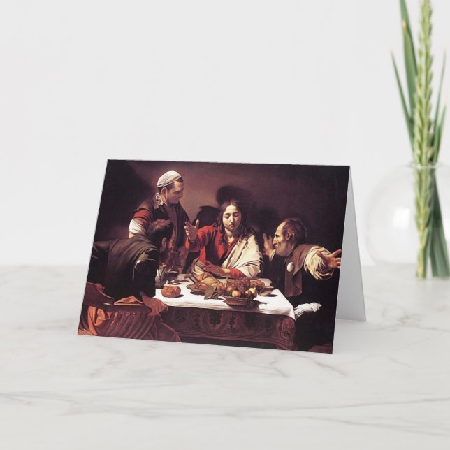 Cartão Caravaggio - ceia em Emmaus (Frente)