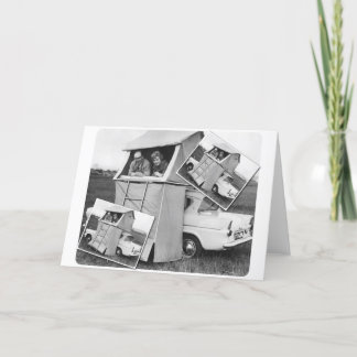 Cartão Caravana de acampamento do carro vintage