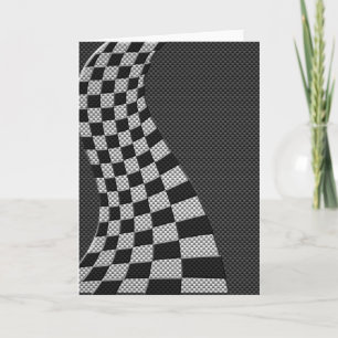 Cartão Carbon Fiber Like Racing Flag Wave Print