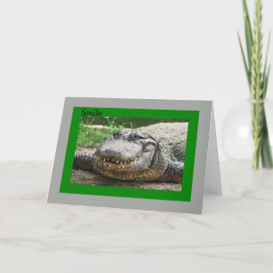 Cartão Card with Smiling Alligator, Just Beat Cancer