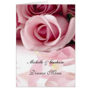Cartão Cardápio de Casamento Rosas Rosa
