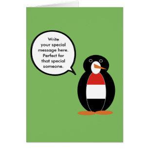Cartão Cardápio ou Mesa do Pinguim Falante Iemenita Falan