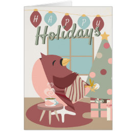 Cartão Cardeal de Resistência Feliz Feriados Beige Pastel