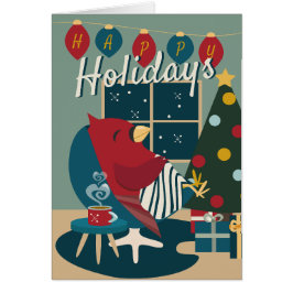 Cartão Cardeal de Resistência Feliz Feriados - cores negr