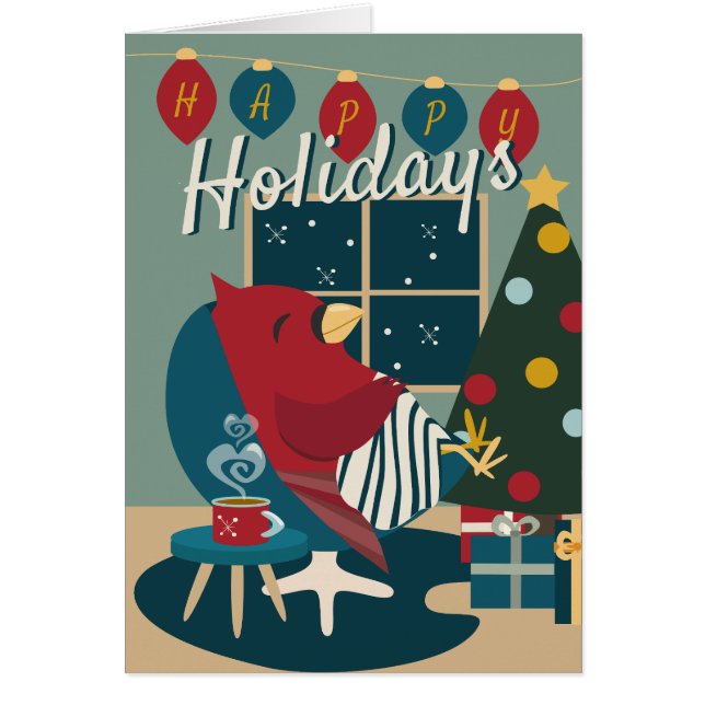 Cartão Cardeal de Resistência Feliz Feriados - cores negr (Frente)
