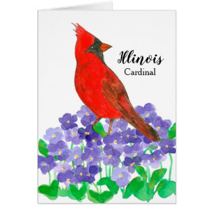 Cartão Cardeal vermelho do pássaro de estado de Illinois