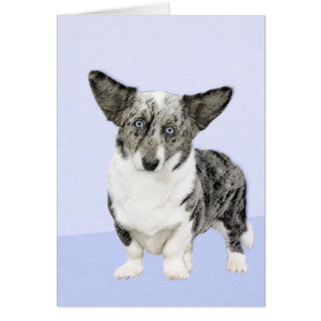 Cartão Cardigan Welsh Corgi - Pintura Original para Cacho (Frente)