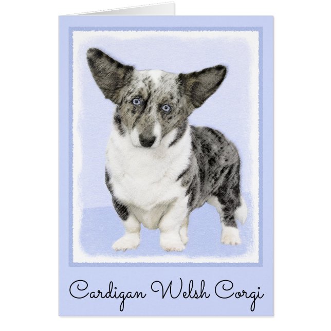 Cartão Cardigan Welsh Corgi - Pintura Original para Cacho (Frente)