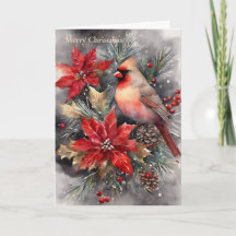 Cardinal de Aquarela Feriada Winter