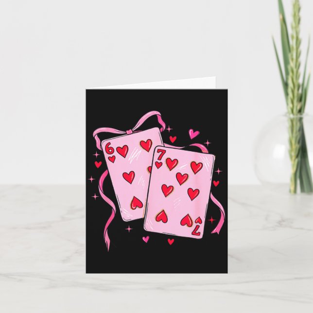Cartão Cards Valentine Meme 6 Coquette Bow Funny Gift Tee (Frente)