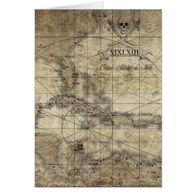 Cartão Caribe - mapa antigo (Frente)