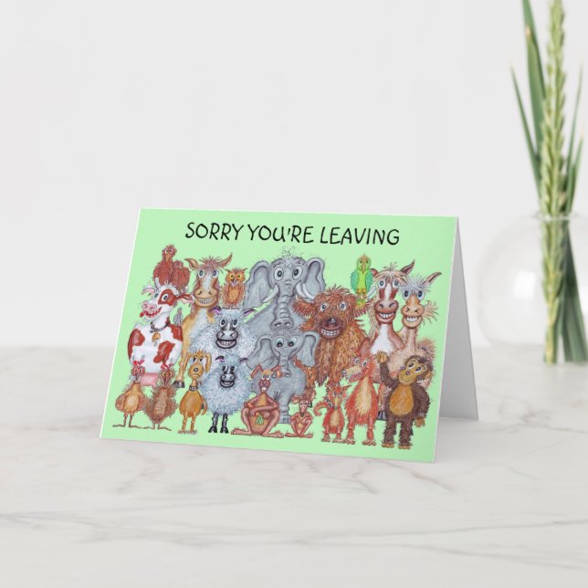 Cartão Caricatura Animal Saindo (Frente)