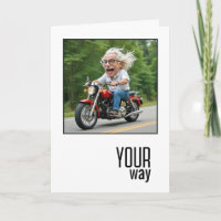 Caricatura de Aniversário Velho em Moto