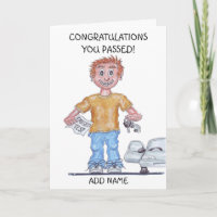 Caricatura de um homem feliz que acabou de passar 