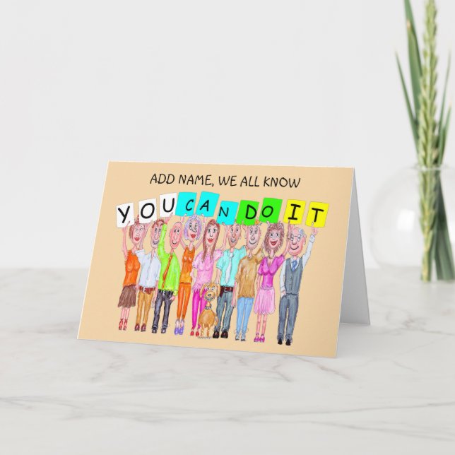 Cartão Caricaturas de pessoas encorajadoras (Frente)