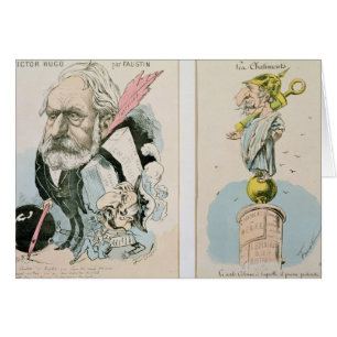 Cartão Caricaturas de Victor Hugo e de Napoleon III