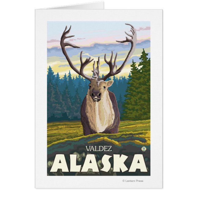 Cartão Cariou em Selvagem - Valdez, Alasca (Frente)