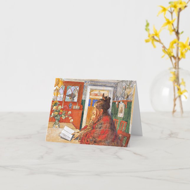 Cartão Carl Larsson - Karin Reading (Flor Amarela)