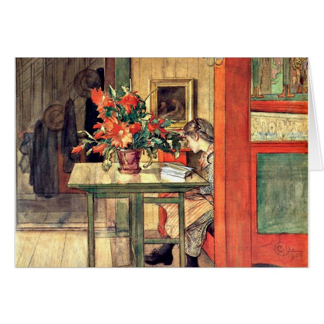 Cartão Carl Larsson - Lisbeth Reading (Frente Horizontal)