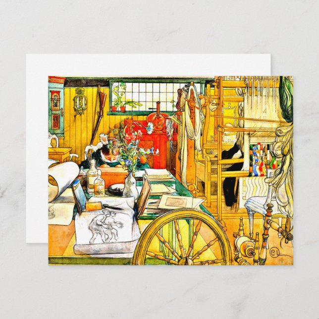 Cartão Carl Larsson - O Workshop (Frente/Verso)