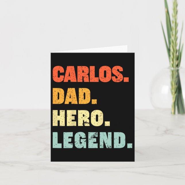 Cartão Carlos Pai Herói Legenda Personalizada Nome Fa (Frente)