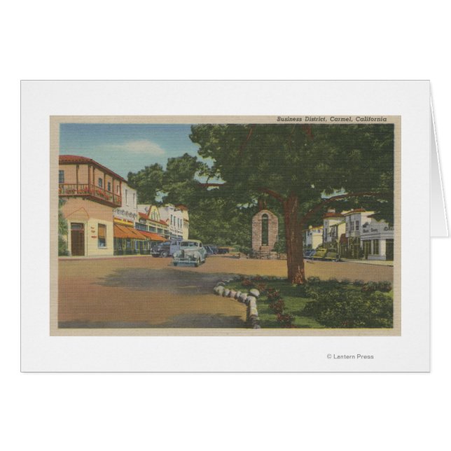 Cartão Carmel, CA - Ponto de vista do distrito comercial  (Frente Horizontal)