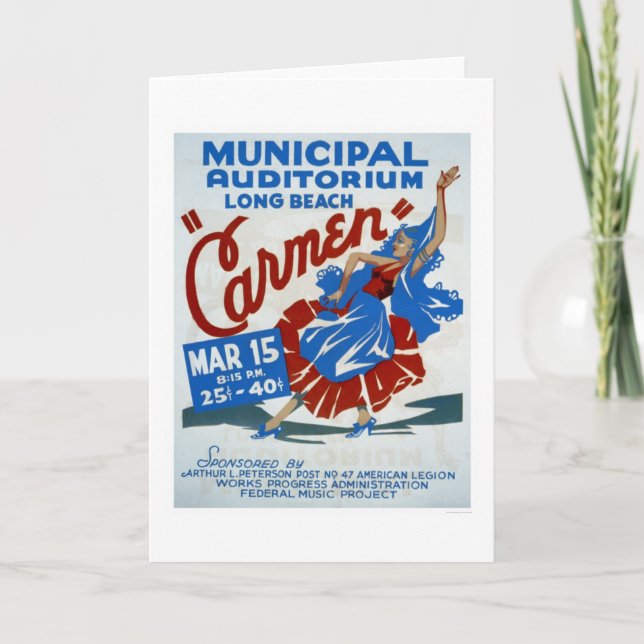 Cartão Carmen Long Beach 1938 WPA (Frente)