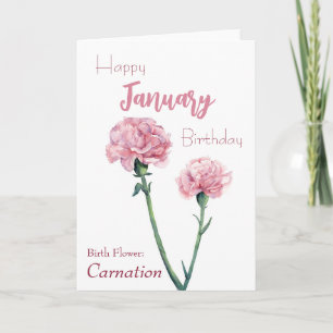 Cartão Carnação Birth Flower Janeiro Aniversário