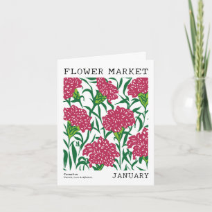 Cartão Carnação Birth Flower Market Janeiro Aniversário