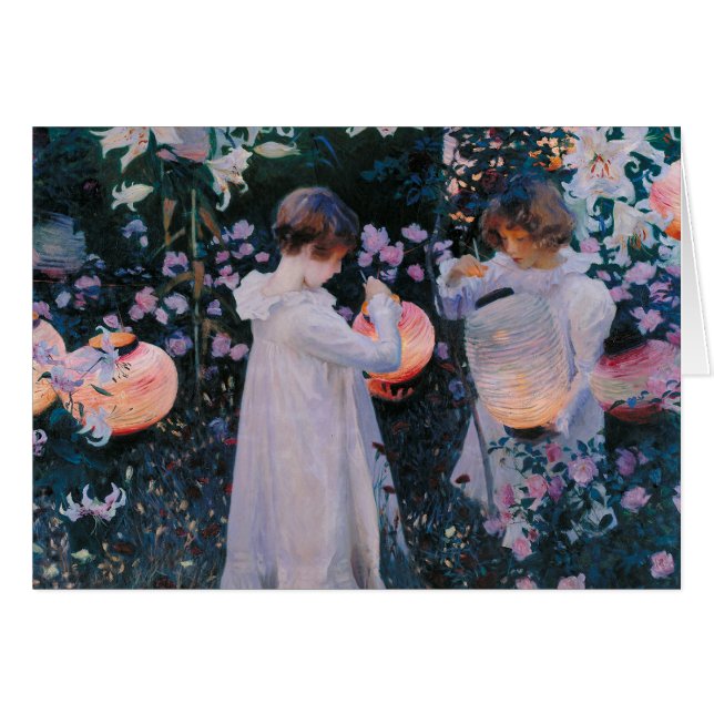 Cartão Carnação Lily Lily Rosa John Singer Sarger Art (Frente Horizontal)