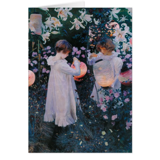 Cartão Carnação, Lily, Lily, Rosa por John Singer Sargent (Frente)