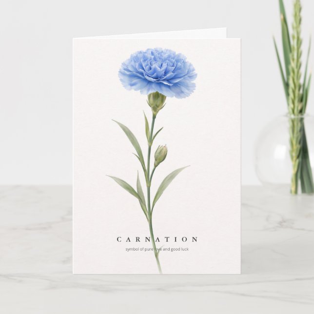 Cartão Carnation Botanical Art Symbol of Love & Good Luck (Frente)