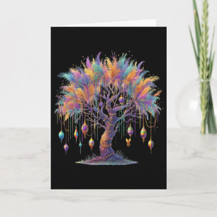 Cartão Carnaval do Mardi Gras Colar-árvore Aquarela Festi