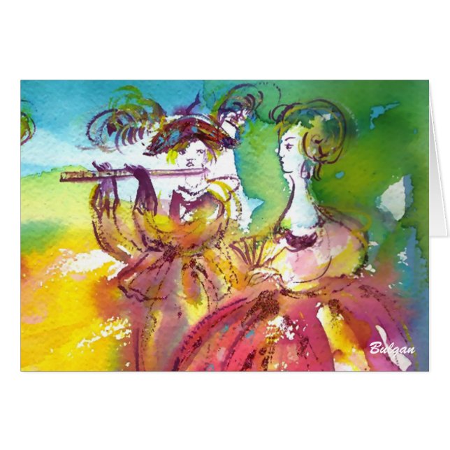 Cartão CARNIVAL NIGHT / Mascarada veneziana,Dance Music (Frente Horizontal)