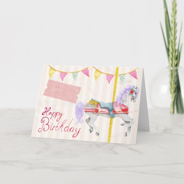 Cartão Carousel Happy Birthday (Frente)