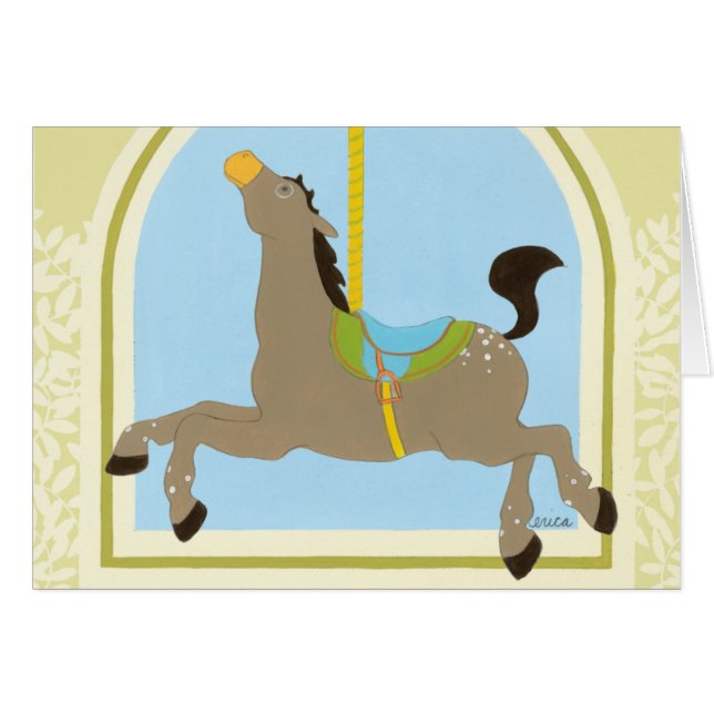Cartão Carousel Horse de June Erica Vess (Frente Horizontal)