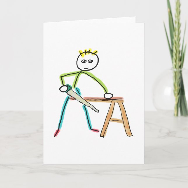 Cartão Carpentry Stickman (Frente)